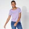Dámská Trička Blancheporte Pruhované tričko s krátkými rukávy lila/bílá