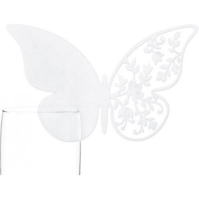 Svatební jmenovka Motýlek 2 - 12,5 x 8,5 cm - bílá / zlatá – Zboží Dáma