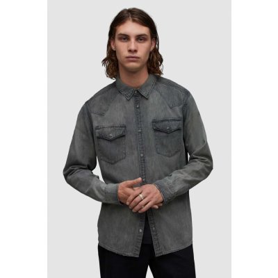 AllSaints bavlněná košile Orbit relaxed s klasickým límcem MR009Z šedá