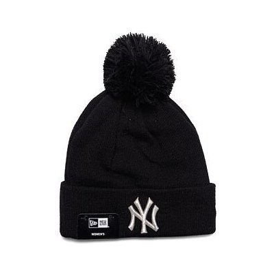 New Era MLB Womens Metallic Pom Beanie New York Yankees Black