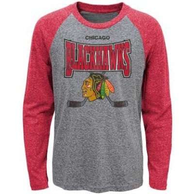 Outerstuff dětské tričko Chicago Blackhawks Stick Up LS Triblend Raglan dlouhý rukáv – Zboží Mobilmania