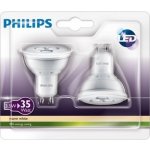 Philips LED žárovka GU10 5W 35W teplá bílá 2700K , reflektor 36°, 2ks v blistru – Hledejceny.cz