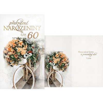 Blahopřání 60 - kolo a květiny T – Sleviste.cz