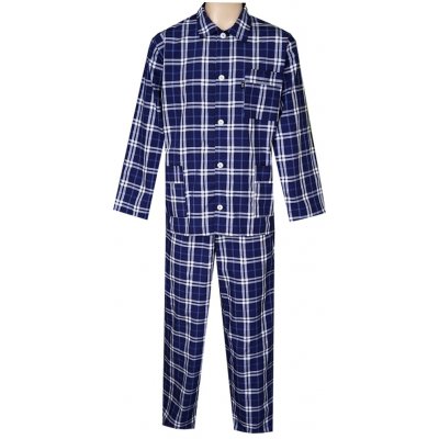 Foltýn pánské pyžamo popelín PI35 modrá kostka košilovina – Hledejceny.cz