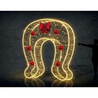Eco Fix 2D LED světelná podkova štěstí, průchozí stojící, 276 × 310 × 99 cm, teple bílá, hliník – Hledejceny.cz