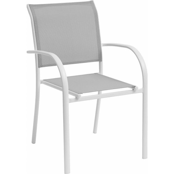 Zahradní židle a křesla DEOKORK Hliníkové křeslo s textílií VALENCIA bílá