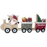 Euro Habitat Vánoční dekorace vláček 30 cm - Santa, dárky a stromeček, dřevěná dekorace na postavení – Hledejceny.cz
