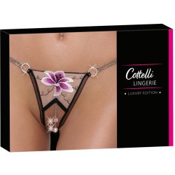 Tanga s květem a řetízky Cottelli LINGERIE