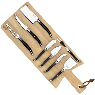Laguiole Sada nožů na sýr s prkénkem Premium 8 ks černá – Sleviste.cz