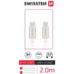 Swissten 71528202 nabíjecí a synchronizační, USB-C na USB-C, USB 2.0, 3A, opletený, 2m, stříbrný – Zboží Mobilmania