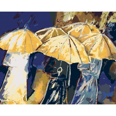 ZUTY Malování podle čísel LIDÉ SE ZLATÝMI DEŠTNÍKY Rozměr 80 x 100 cm Rámování bez rámu a bez vypnutí plátna – Hledejceny.cz
