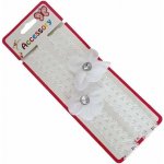 Látková čelenka pro miminka - kytka s kamínkem bílá – Sleviste.cz