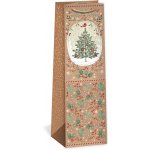 ARGUS Dárková papírová taška NATUR na víno (11 x 36 cm) - Vánoční stromek s ptáčkem 08340077 – Hledejceny.cz