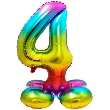 Folat Balónek fóliový číslice 4 samostojná duhová 72 cm
