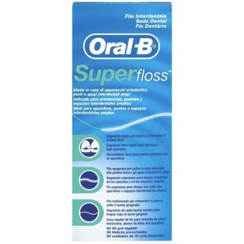 Oral B Super Floss dentální nit na rovnátka a implantáty příchuť Mint 50 ks