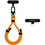 Techsuit - Lanový popruh na zápěstí RWS1-03 - pro telefony, karabina, nylonový oplet, odolný, nastavitelný, univerzální - plamenně oranžový – Sleviste.cz