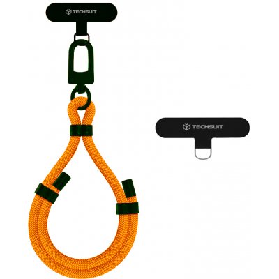 Techsuit - Lanový popruh na zápěstí RWS1-03 - pro telefony, karabina, nylonový oplet, odolný, nastavitelný, univerzální - plamenně oranžový – Sleviste.cz