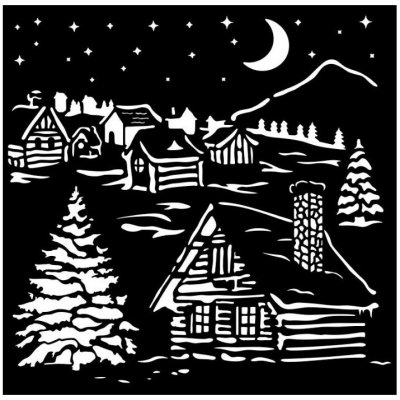 Stamperia Plastová šablona 18x18cm chata – Zboží Dáma