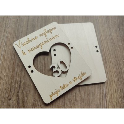 Dřevěné přání k narozeninám srdce s číslovkou – HobbyKompas.cz