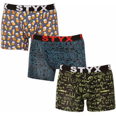 Styx 3 Pack pánské boxerky long art sportovní guma vícebarevné (3U12672/2)