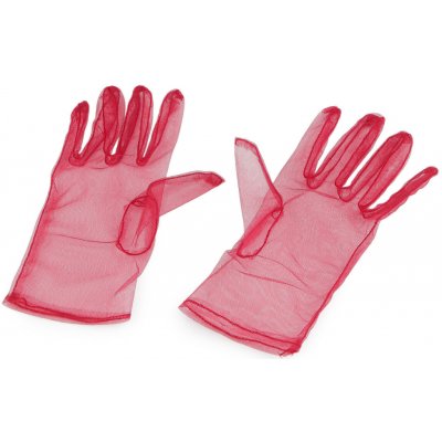 Společenské rukavice tylové červená tmavá – Zboží Dáma