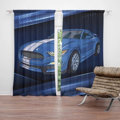 Sablio Závěs Mustang Modré pozadí s pruhy: 2ks 140x250cm – Hledejceny.cz