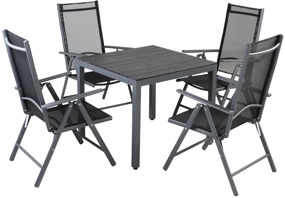 FurniGO Zahradní hliníková sestava Bern 1 + 4 antracit WPC