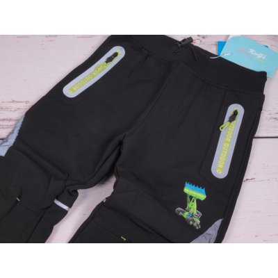 Kugo Softshellové outdoor kalhoty oteplováky černé s limetkovou s bagrem vodoodpudivé funkční