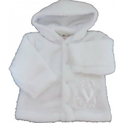 Kojenecký kabátek chlupáčkový s odepínací kapucí MEDVÍDEK bílý