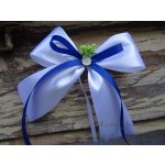 Atlasová mašle na auto bílá - modrá 415 – Zboží Dáma