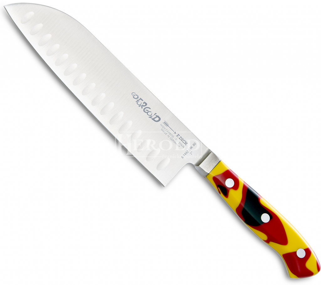 F.Dick Nůž japonský Santoku Go For Gold s výbrusem 18 cm