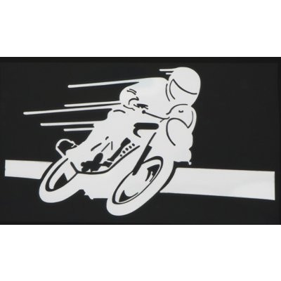 Samolepka (na auto, notebook) motorkář - bílá 2 – Zboží Mobilmania