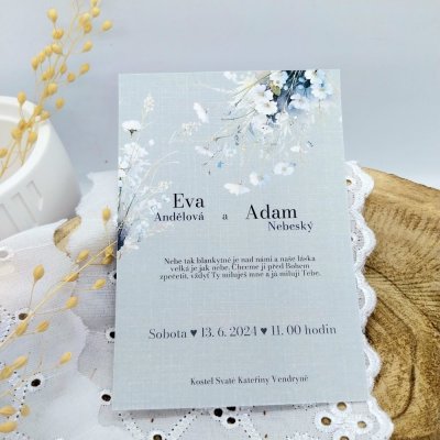 Svatební oznámení, Blankyt s modré s šedým podkladem 2, 1 kus – Zboží Dáma