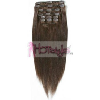 HOTstyle Clip in vlasy 40cm Remy pravé lidské AAA tmavě hnědé