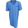Pánské pyžamo n-feel pánská noční košile s krátkým rukávem azurově modrá
