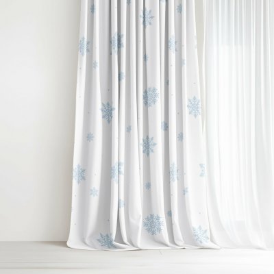Goldea vánoční bavlněný závěs - modré vločky na bílé 180x150 cm – Hledejceny.cz