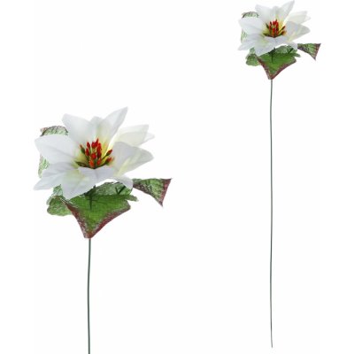 Autronic Květina umělá Poinsécie, vánoční růže , barva bílá - jednohlavá UK-0028 – Zboží Mobilmania