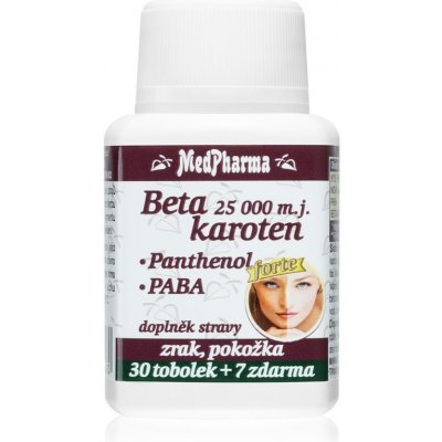 MedPharma Beta karoten 25 000 m.j. +Panthenol+PABA tobolky k udržování normálního stavu vlasů, pokožky a sliznic 37 cps