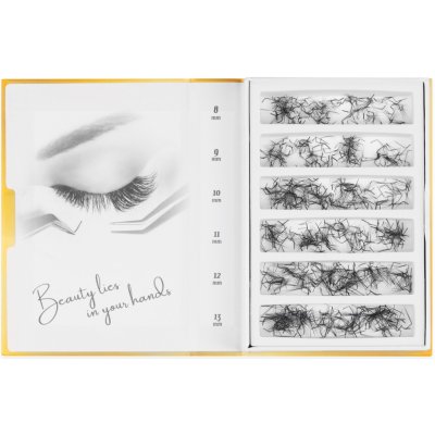 Luxury Lashes 3D Řasy Premium sypané v Hotovém Vějířku Zakřivení umělých řas: L, Délka umělých řas: Mix délek 7-12 mm, Tloušťka řas: 010 – Zboží Dáma