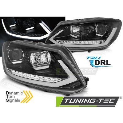Přední světla TubeLights s LED denními světly, LED dynamický blinkr - VW Touran II 10-15 černá