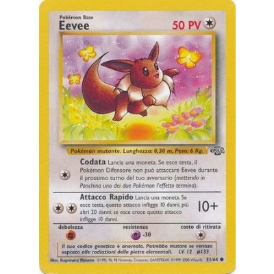 Pokémon kusová karta JU 51/64 Eevee - Jungle Stav: Excellent