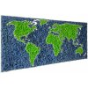 Nástěnné mapy 3D mapa světa - severský lišejník Zelená & Modrá, 112 x 65 cm, Bílé dřevo
