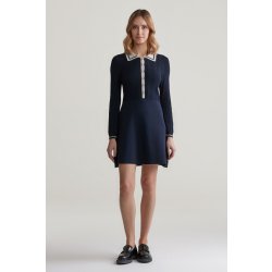 GANT CONTRAST RIBBED KNITTED DRESS EVENING BLUE