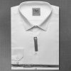 Pánská Košile AMJ pánská bavlněná košile dlouhý rukáv prodloužená délka slim-fit tečkovaná bílá VDBPS1154