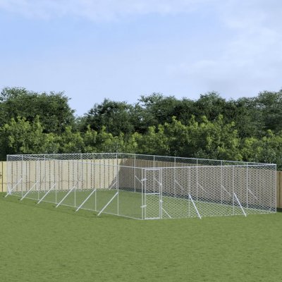 vidaXL Venkovní psí kotec stříbrný 600 x 1400 x 200 cm – Zboží Dáma