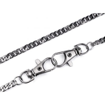 Řetízek plochý na kabelku s karabinou 120cm nikl černý – Hledejceny.cz