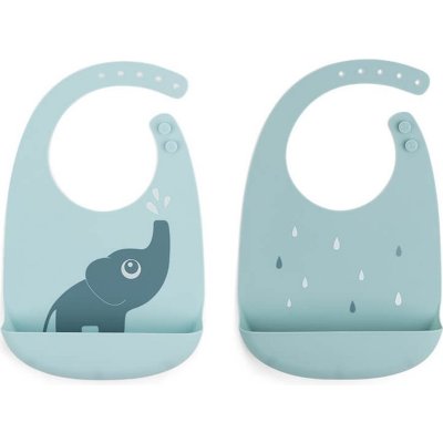 Done by Deer Happy Home Set 2ks silikonových bryndáčků Elphee modrý – Zboží Dáma