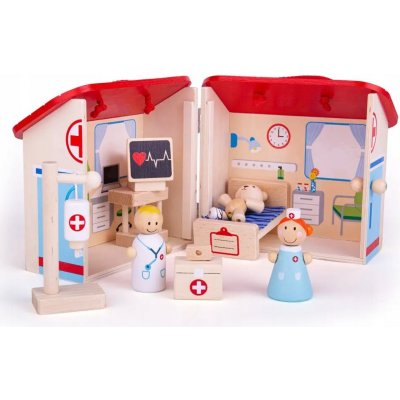 Bigjigs Toys Domeček pro panenky Mini Nemocnice 19 cm – Zboží Mobilmania