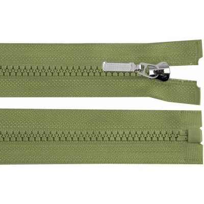 Prima-obchod Kostěný zip No 5 délka 60 cm s ozdobným jezdcem, barva 263 zelená khaki – Hledejceny.cz