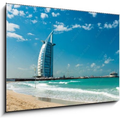 Skleněný obraz 1D - 100 x 70 cm - Burj Al Arab Hotel in Dubai, United Arab Emirates Hotel Burj Al Arab v Dubaji, Spojené arabské emiráty – Hledejceny.cz